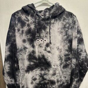 SMT Promo Antisocial Drip Sweatshirt Size Small Black And White Tie Dye Hoodie